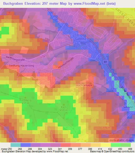 Buchgraben,Austria Elevation Map