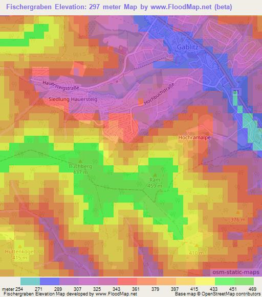 Fischergraben,Austria Elevation Map