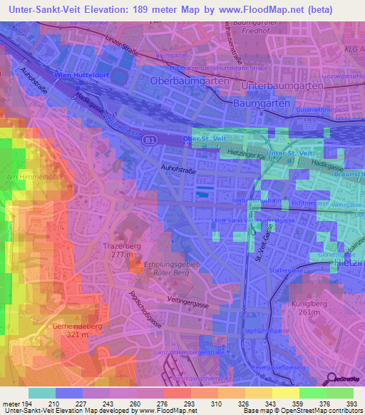 Unter-Sankt-Veit,Austria Elevation Map