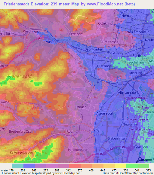 Friedensstadt,Austria Elevation Map