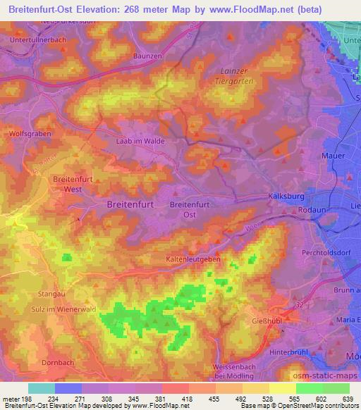 Breitenfurt-Ost,Austria Elevation Map