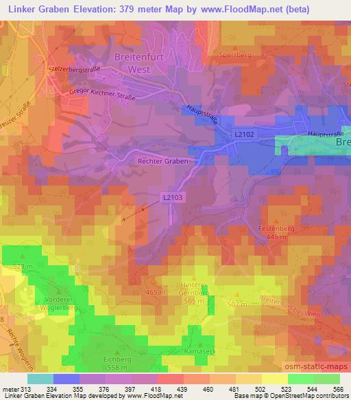 Linker Graben,Austria Elevation Map