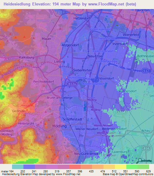 Heidesiedlung,Austria Elevation Map