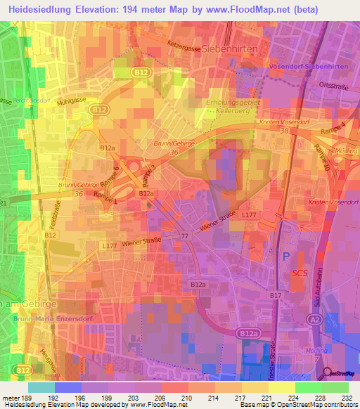 Heidesiedlung,Austria Elevation Map