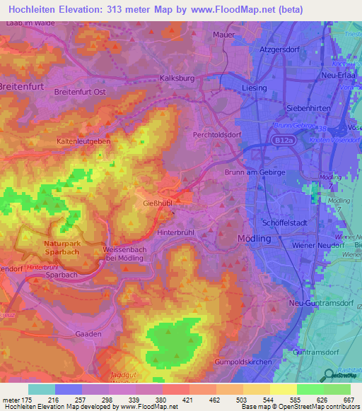 Hochleiten,Austria Elevation Map