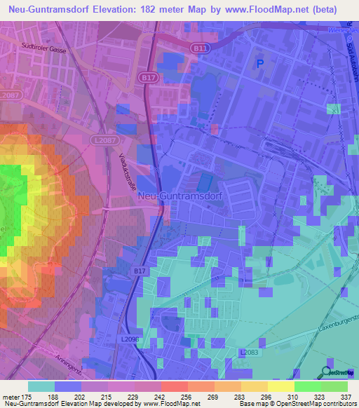 Neu-Guntramsdorf,Austria Elevation Map
