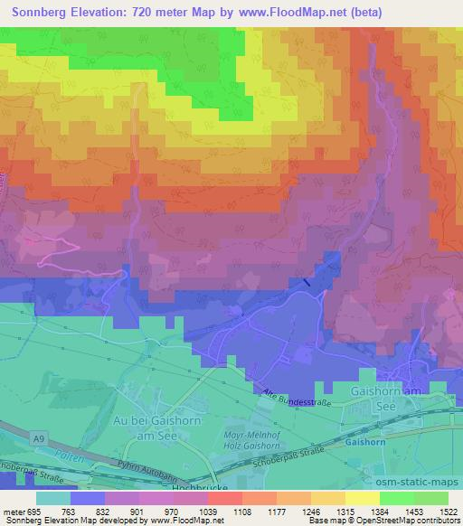 Sonnberg,Austria Elevation Map
