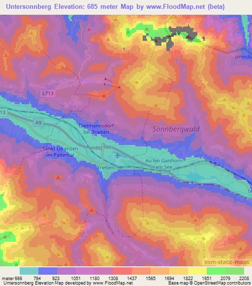 Untersonnberg,Austria Elevation Map