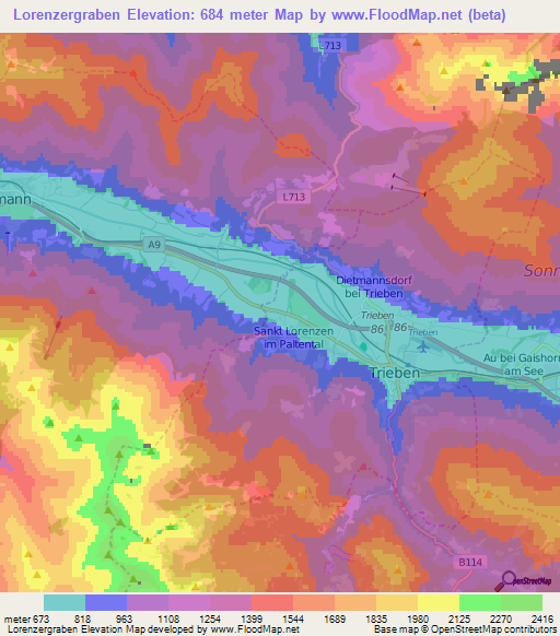 Lorenzergraben,Austria Elevation Map