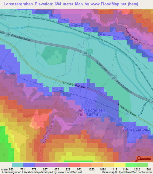 Lorenzergraben,Austria Elevation Map