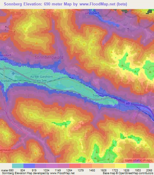 Sonnberg,Austria Elevation Map