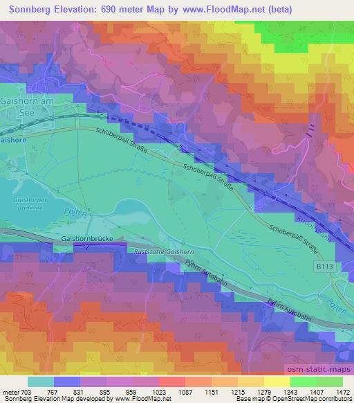 Sonnberg,Austria Elevation Map