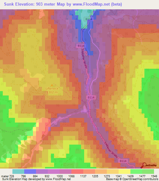 Sunk,Austria Elevation Map