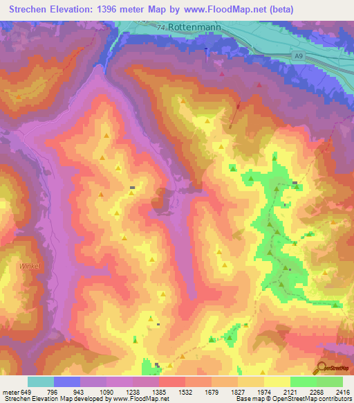 Strechen,Austria Elevation Map