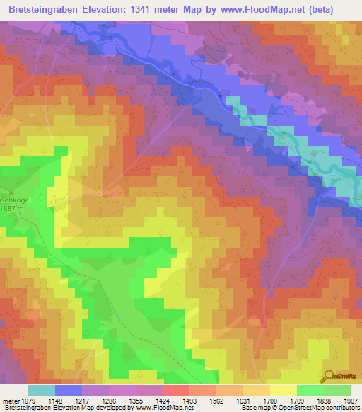 Bretsteingraben,Austria Elevation Map