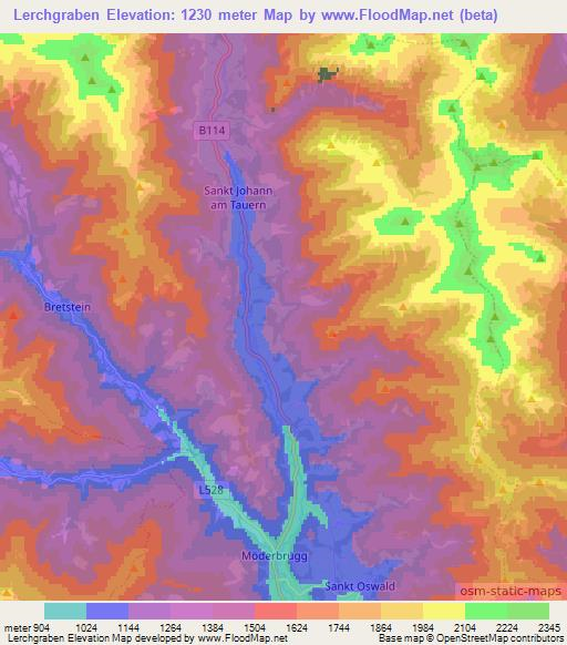 Lerchgraben,Austria Elevation Map