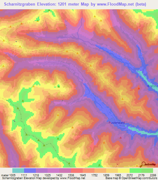 Scharnitzgraben,Austria Elevation Map