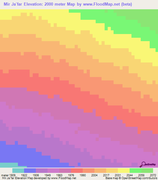 Mir Ja`far,Iran Elevation Map