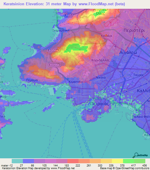 Keratsinion,Greece Elevation Map