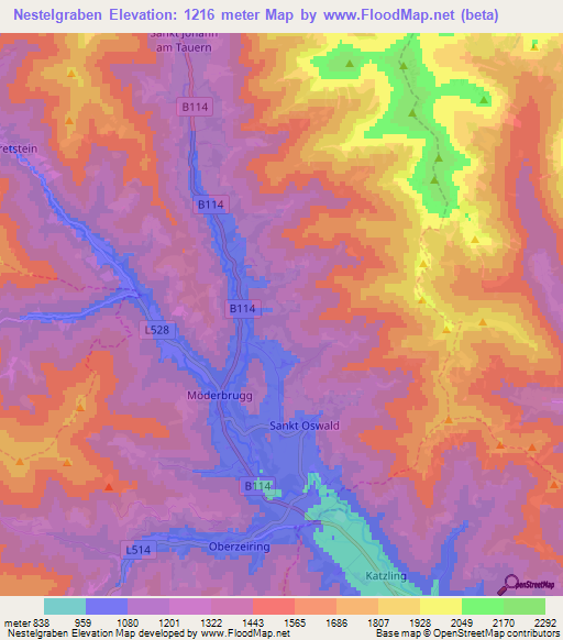 Nestelgraben,Austria Elevation Map