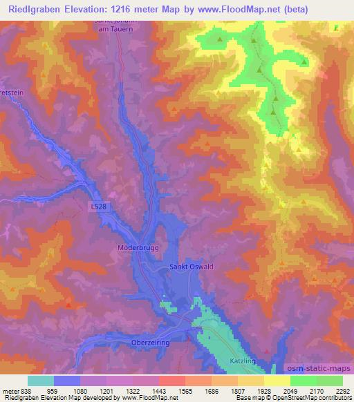 Riedlgraben,Austria Elevation Map