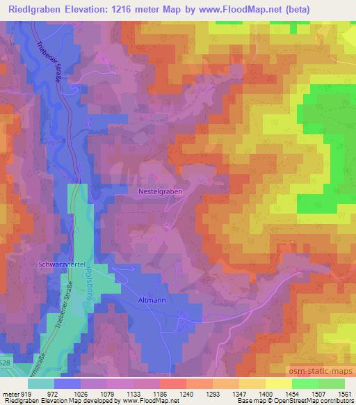 Riedlgraben,Austria Elevation Map