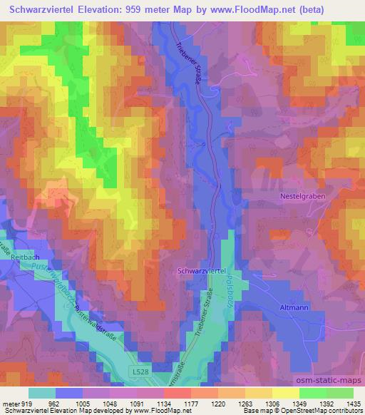 Schwarzviertel,Austria Elevation Map