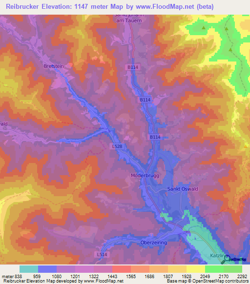 Reibrucker,Austria Elevation Map