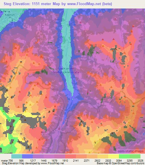 Steg,Austria Elevation Map