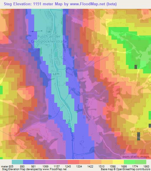 Steg,Austria Elevation Map