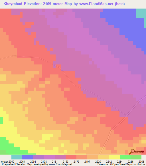 Kheyrabad,Iran Elevation Map