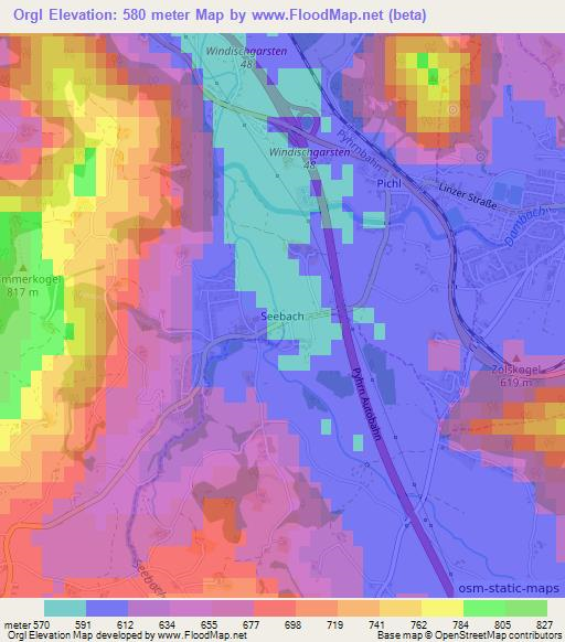 Orgl,Austria Elevation Map