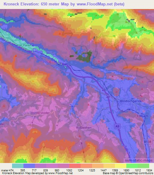 Kroneck,Austria Elevation Map