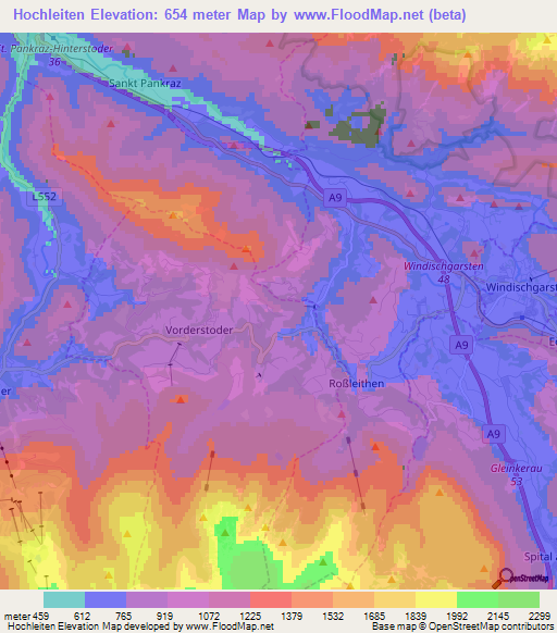 Hochleiten,Austria Elevation Map