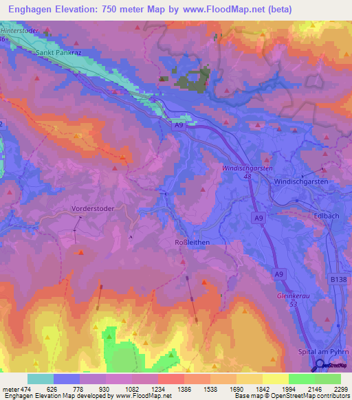 Enghagen,Austria Elevation Map