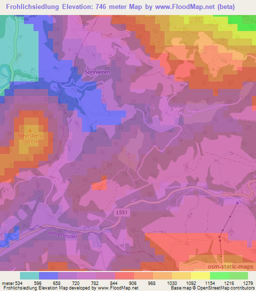 Frohlichsiedlung,Austria Elevation Map