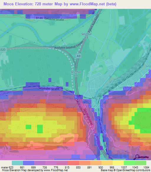 Moos,Austria Elevation Map
