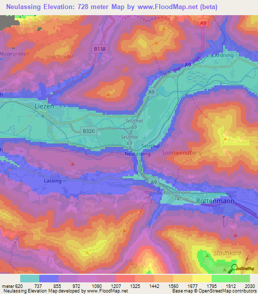 Neulassing,Austria Elevation Map