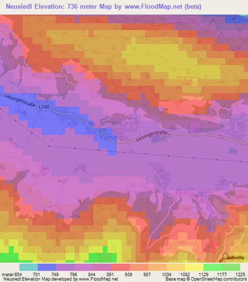 Neusiedl,Austria Elevation Map