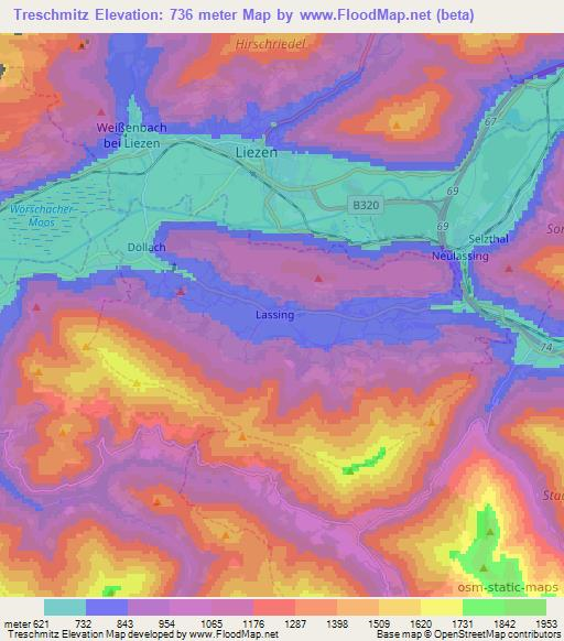 Treschmitz,Austria Elevation Map
