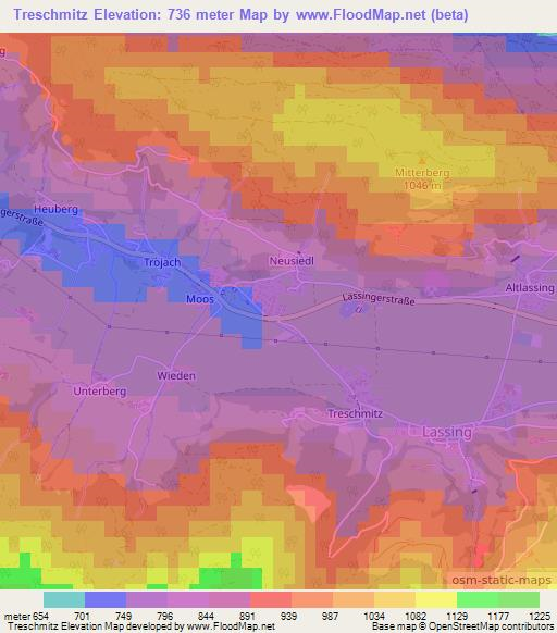 Treschmitz,Austria Elevation Map