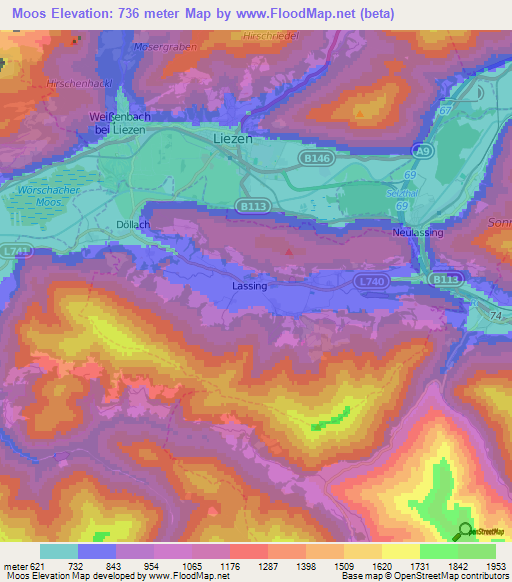 Moos,Austria Elevation Map