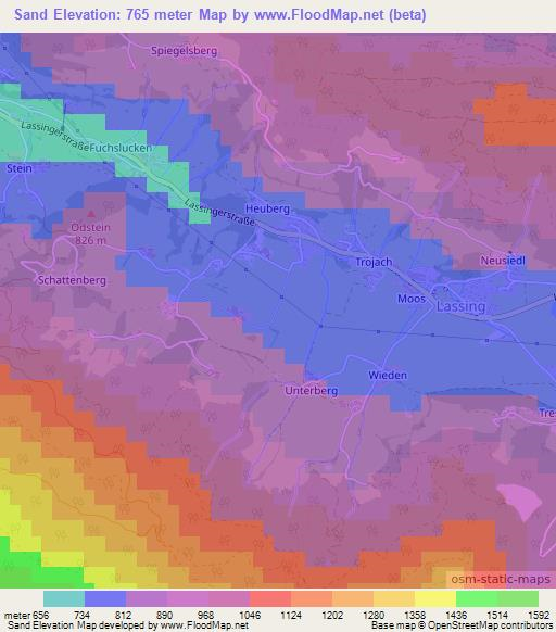 Sand,Austria Elevation Map