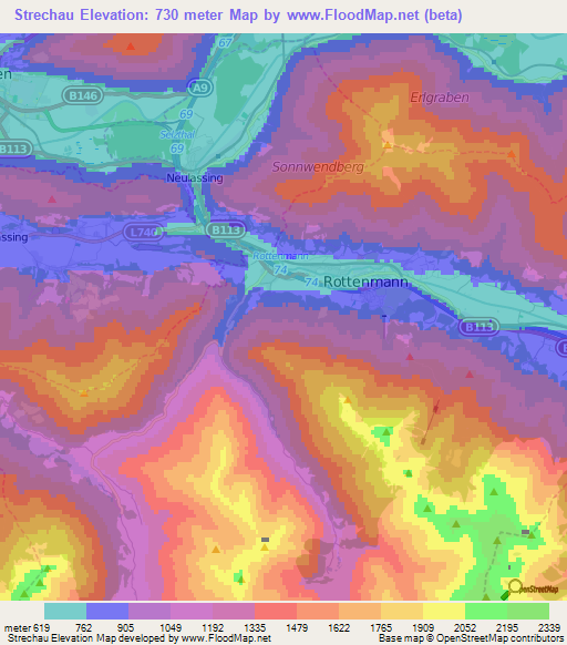 Strechau,Austria Elevation Map