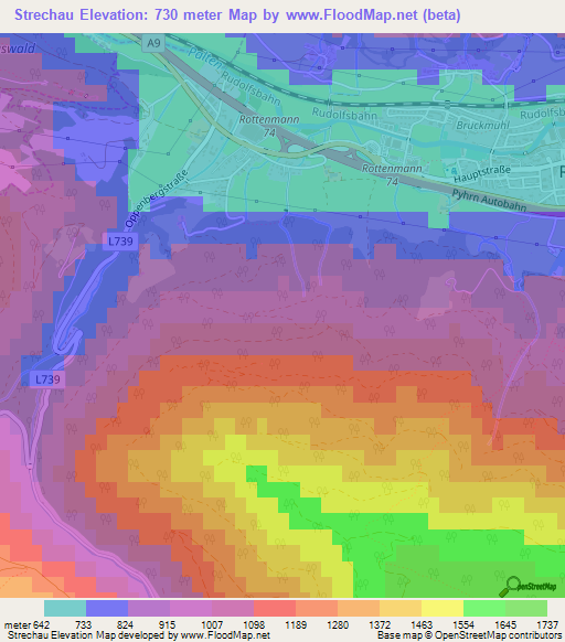 Strechau,Austria Elevation Map