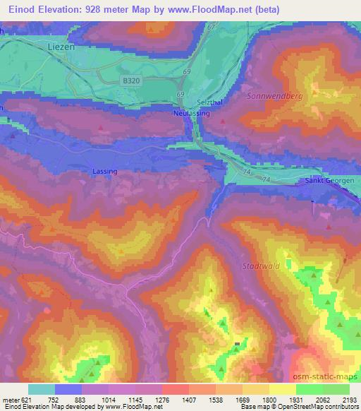 Einod,Austria Elevation Map
