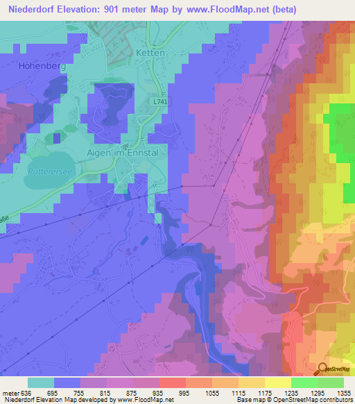 Niederdorf,Austria Elevation Map