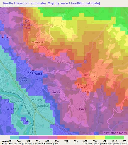 Riedln,Austria Elevation Map