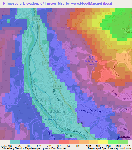 Primesberg,Austria Elevation Map