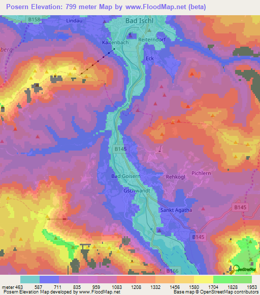 Posern,Austria Elevation Map